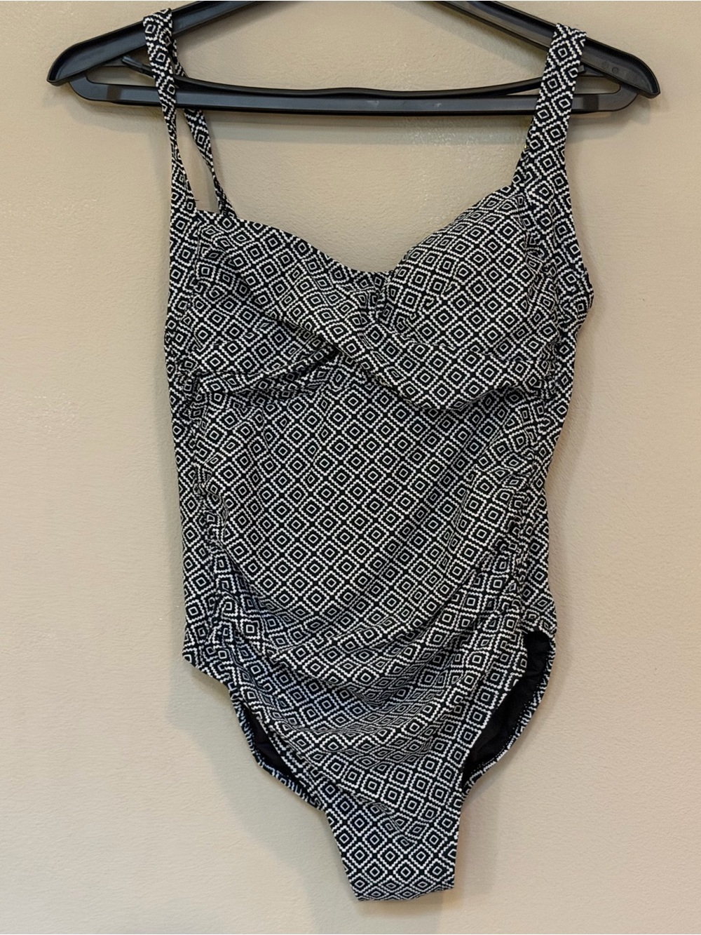 Women’s Black & White Geometric One-Piece Swimsuit.  Shore Shapes Swimwear